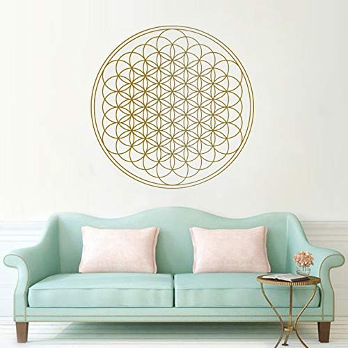 Flor sagrada de la vida calcomanía de arte geométrico Yoga Boho círculo mandala vinilo adhesivo para pared sala de estar extraíble decoración del hogar póster mural