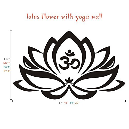 Floral Decor Lotus Flower With Om Sign Yoga Wall Vinyl Mandala Art Sticker(X-Large,Black) by WallsUp