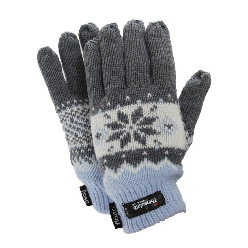 Floso - Guantes térmicos Thinsulate con estampado para mujer (Talla Única) (Azul)