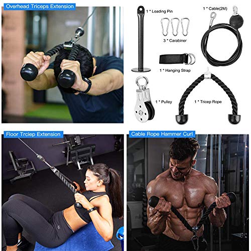 FLOX Sistema de cable de polea de entrenamiento, con pasador de carga, equipo de entrenamiento de fuerza muscular, para flexiones, bíceps, extensiones de tríceps