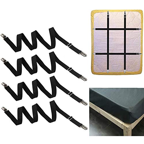 FLSLHS Clips para sábanas, sujetadores de sábanas, tirantes, clips, aptos para todos los colchones cuadrados, color negro (4 paquetes/juego) FLSLHS Clips para sábanas, sujetadores de sábanas, tirantes, clips, aptos para todos los colchones cuadrados, color negro (4 paquetes/juego)