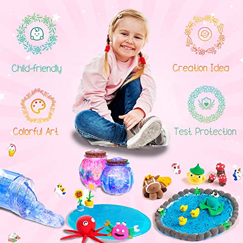 Fluffy Slime Kit de 12 Colores Crystal Slime con 10 Botellas de Brillantina para Niñas , Juguetes para Niños 4 Piezas de Juguete de Fruta para niños Mayores de 6+ años