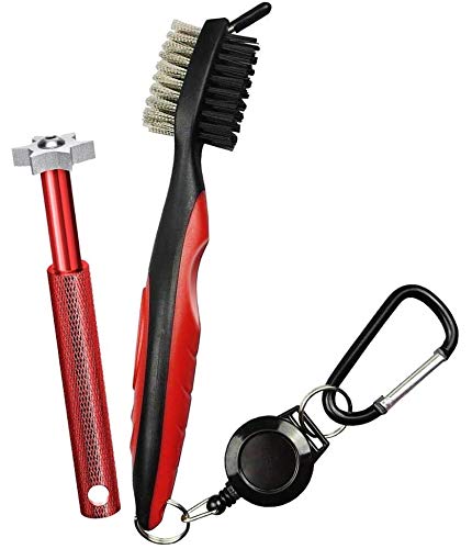 Flybiz Limpiador de Palos de Golf, Cepillo Limpiar Palos de Golf y Hoyuelos por Golf - Cepillo de Dos Lados Nailon y Acero con Punta para Limpiar la Cara del Palo y los Hoyuelos, Doble Cara Bola Clip Flybiz Limpiador de Palos de Golf, Cepillo Limpiar Palos de Golf y Hoyuelos por Golf - Cepillo de Dos Lados Nailon y Acero con Punta para Limpiar la Cara del Palo y los Hoyuelos, Doble Cara Bola Clip