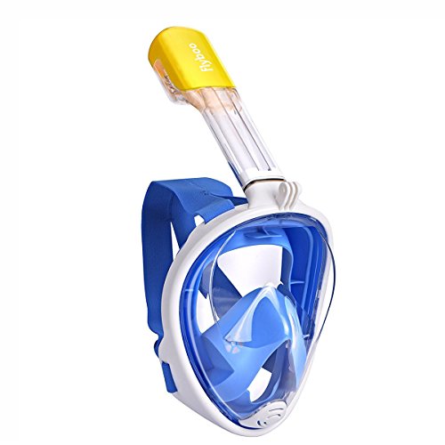 Flyboo Máscara de Snorkel, 180 °Vista Máscara de Buceo con diseño panorámico de Cara Completa GoPro Compatible Máscara de Buceo para Adultos y niños Flyboo Máscara de Snorkel, 180 °Vista Máscara de Buceo con diseño panorámico de Cara Completa GoPro Compatible Máscara de Buceo para Adultos y niños