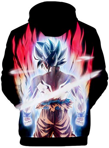 FLYCHEN Sudadera con Capucha para Niños Impreso en 3D Arte Figura de Dragon Ball Cartón Goku Son Animado Joven Pullover - músculo - 2XL