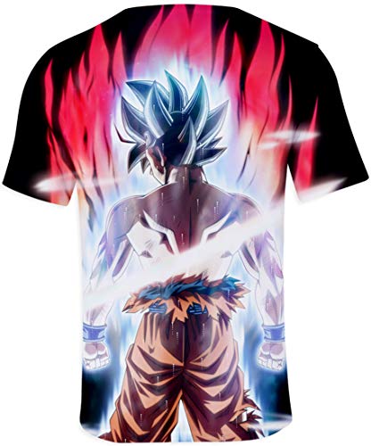 FLYCHEN T-Shirt Colorful Impreso en 3D Dragon Ball para Hombre Super Saiyan Cosplay Wu Camiseta Goku - músculo - S