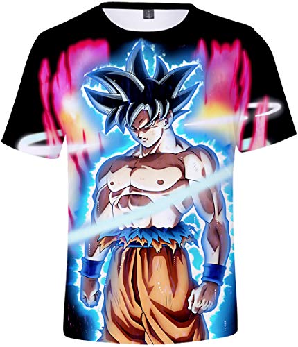 FLYCHEN T-Shirt Colorful Impreso en 3D Dragon Ball para Hombre Super Saiyan Cosplay Wu Camiseta Goku - músculo - S