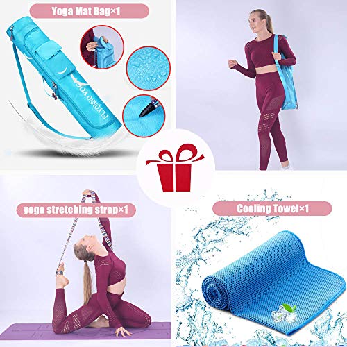 FLYONNO Esterilla Yoga Antideslizante - Esterilla Deporte Antideslizante con TPE de Material Natural,con líneas corporales para Pilates,Fitness Yoga Mat