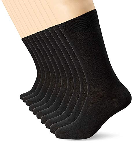 FM London, Calcetines para hombre, negro (paquete de 10), 39/45 FM London, Calcetines para hombre, negro (paquete de 10), 39/45