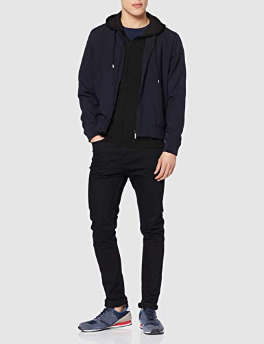 FM London Hyfresh Zipped Capucha, Negro (Black 01), Large para Hombre