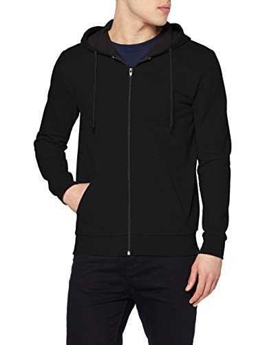 FM London Hyfresh Zipped Capucha, Negro (Black 01), Large para Hombre