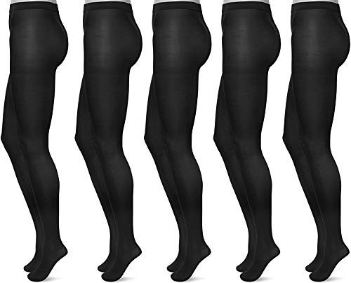 FM London Mujer Medias 40 Denier (lote de 5), Negro , L FM London Mujer Medias 40 Denier (lote de 5), Negro , L