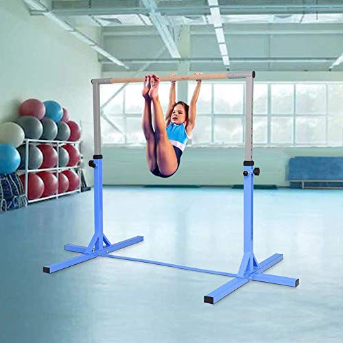 FMOGE Barra Horizontal para Gimnasia Retráctil, Barra De Entrenamiento para Gimnasia para Niños, Apta para Entrenamiento De Niños En Interiores Y Exteriores, Azul