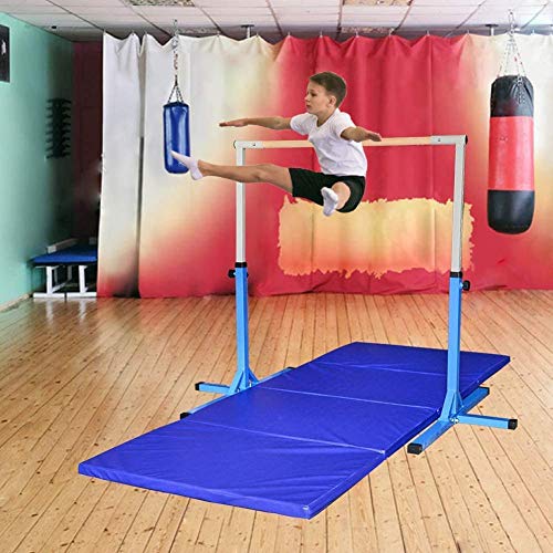 FMOGE Barra Horizontal para Gimnasia Retráctil, Barra De Entrenamiento para Gimnasia para Niños, Apta para Entrenamiento De Niños En Interiores Y Exteriores, Azul