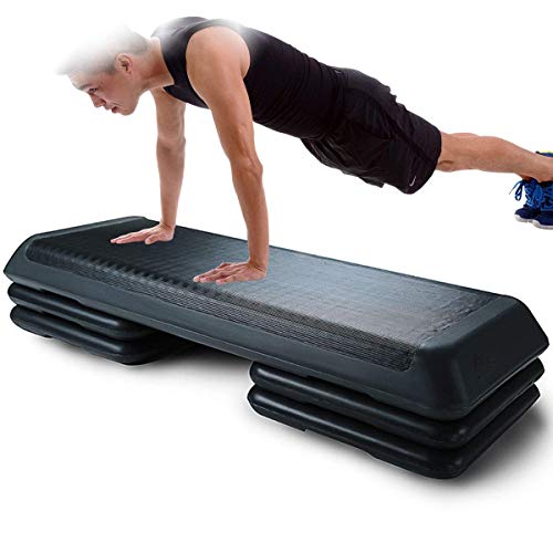 FMOGE Gym Aerobics Step Stepper, Yoga Step Board Workout 3 Niveles De Altura Ajustables para Bajar De Peso del Pedal Aeróbicos para Adelgazar En Casa (Color: Negro, Tamaño: 110 Cm)