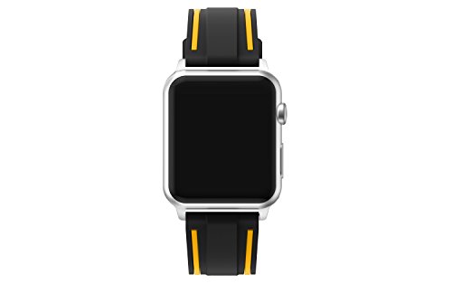 Fmway Repuesto de Correa Reloj de Silicona para Apple Watch Series 4 42mm, Apple Watch Series 3/2/1 42mm, Hombre y Mujer (Apple Watch Series 4, Negro + Amarillo)