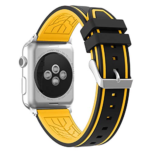 Fmway Repuesto de Correa Reloj de Silicona para Apple Watch Series 4 42mm, Apple Watch Series 3/2/1 42mm, Hombre y Mujer (Apple Watch Series 4, Negro + Amarillo) Fmway Repuesto de Correa Reloj de Silicona para Apple Watch Series 4 42mm, Apple Watch Series 3/2/1 42mm, Hombre y Mujer (Apple Watch Series 4, Negro + Amarillo)