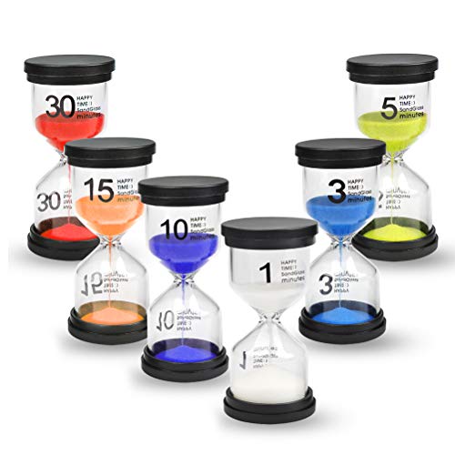 FOCCTS 6 pca Reloj de Arena con Temporizador Grabado 1/3/5/10/15/30 Minutos para Decorar Sala,Oficina y Habitacion FOCCTS 6 pca Reloj de Arena con Temporizador Grabado 1/3/5/10/15/30 Minutos para Decorar Sala,Oficina y Habitacion