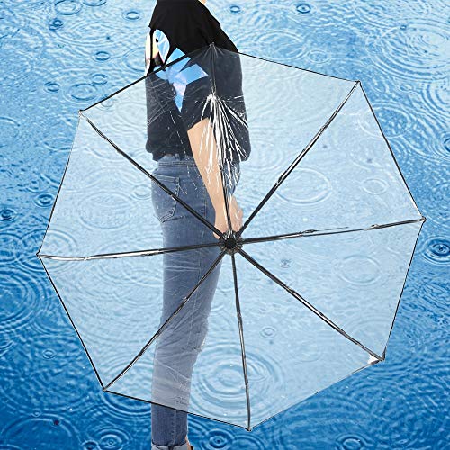 Focket Paraguas para mujer con mango mate transparente, portátil para viajar y uso diario para muchas personas juntas, color negro