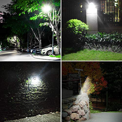 Foco Led Solar Exterior Sensor Movimiento, Foco Solar Exterior, lluminacion Exterior Solar,60 LED 6500K IP66 Impermeable Luz Solar Exterior,Lampara Solar, lluminación de Seguridad para Patios Terrazas