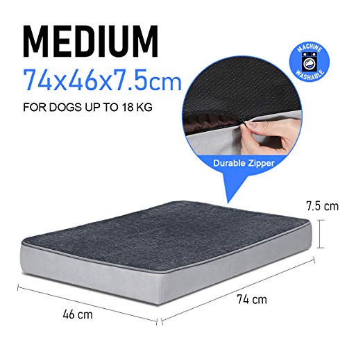 Focuspet Cama Perro Ortopédica, Cama para Perros Colchoneta de Espuma Viscoelástica para Mascotas con Funda Extraíble y Lavable para Perros, Incluye Juguete para Masticar,Tamaño M:74x46x7.5cm