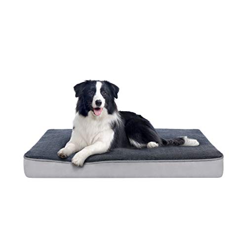 Focuspet Cama Perro Ortopédica, Cama para Perros Colchoneta de Espuma Viscoelástica para Mascotas con Funda Extraíble y Lavable para Perros, Incluye Juguete para Masticar,Tamaño M:74x46x7.5cm