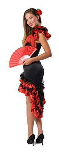 Folat B.V.- Vestido Flamenco español 2 Piezas L-XL, Color Negro/Rojo, Extra-Large (21935)