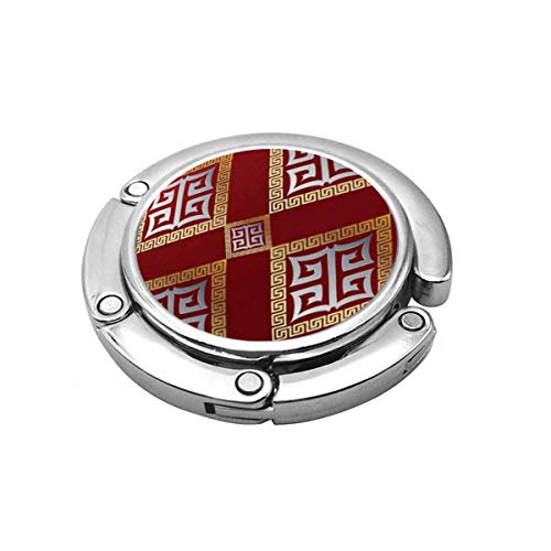 Folding Purse Handbag Hanger,Purse Hook For Car Table,Foldable Handbag Storage Modern Geometric Greek Key Abstract Red Gold Silver d Geometrical Shapes Figures Rhombus Frames Folding Purse Handbag Hanger,Purse Hook For Car Table,Foldable Handbag Storage Modern Geometric Greek Key Abstract Red Gold Silver d Geometrical Shapes Figures Rhombus Frames