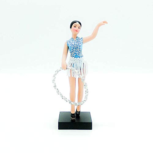 Folk Artesanía Muñeca de colección de Porcelana de 18 cm., Exclusiva edición Gimnasia rítmica con aro, Fabricada en España Muñecas. (Rosa)