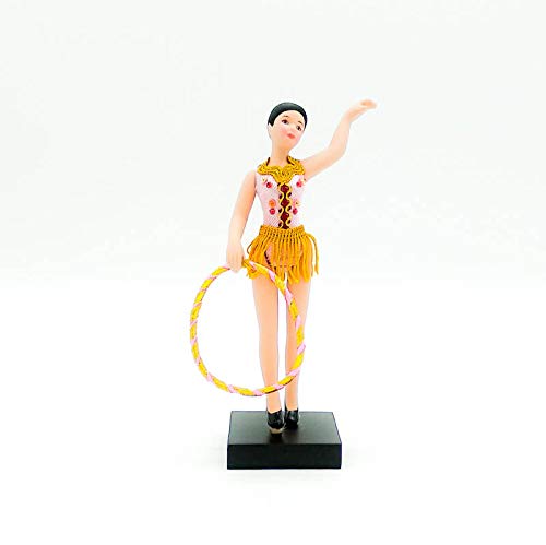 Folk Artesanía Muñeca de colección de Porcelana de 18 cm., Exclusiva edición Gimnasia rítmica con aro, Fabricada en España Muñecas. (Rosa)