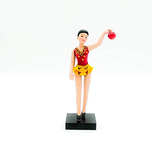 Folk Artesanía Muñeca de colección de Porcelana de 18 cm., Exclusiva edición Gimnasia rítmica con Pelota, Fabricada en España Muñecas. (Oro)