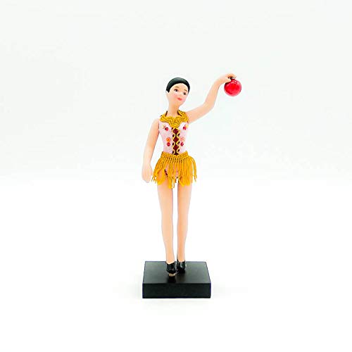 Folk Artesanía Muñeca de colección de Porcelana de 18 cm., Exclusiva edición Gimnasia rítmica con Pelota, Fabricada en España Muñecas. (Oro)