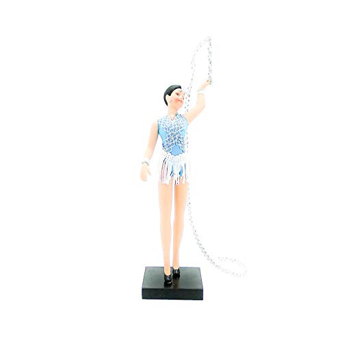 Folk Artesanía Muñeca de colección de Porcelana de 28 cm., Exclusiva edición Gimnasia rítmica con Cinta, Fabricada en España Muñecas. (Plata)