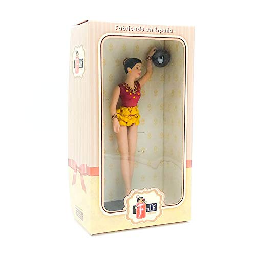 Folk Artesanía Muñeca de colección de Porcelana de 28 cm., Exclusiva edición Gimnasia rítmica con Pelota, Fabricada en España Muñecas. (Oro)