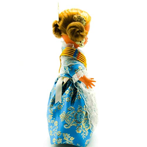 Folk Artesanía Muñeca Regional colección 35 cm Vestido típico Gala Valenciana o Fallera Fallas Valencia España, Nueva y Original. (Azul)