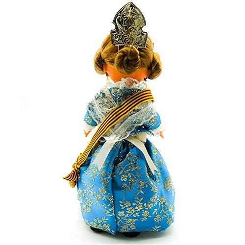 Folk Artesanía Muñeca Regional colección 35 cm Vestido típico Gala Valenciana o Fallera Fallas Valencia España, Nueva y Original. (Azul)