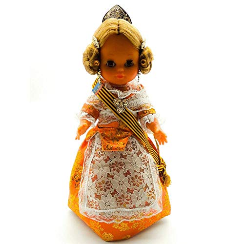 Folk Artesanía Muñeca Regional colección 35 cm Vestido típico Gala Valenciana o Fallera Fallas Valencia España, Nueva y Original. (Azul)