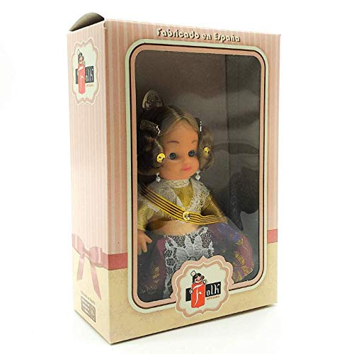 Folk Artesanía Muñeca Regional colección de 15 cm con Vestido típico Valenciana Fallera Fallas Valencia España.