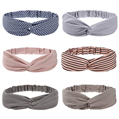 Folora 6pcs multicolores Twisted Criss Cross bandas elásticas elásticas suaves bandas de pelo de gasa para mujeres niñas Folora 6pcs multicolores Twisted Criss Cross bandas elásticas elásticas suaves bandas de pelo de gasa para mujeres niñas