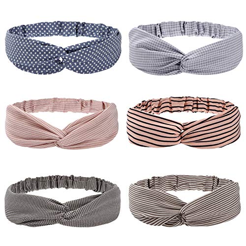 Folora 6pcs multicolores Twisted Criss Cross bandas elásticas elásticas suaves bandas de pelo de gasa para mujeres niñas