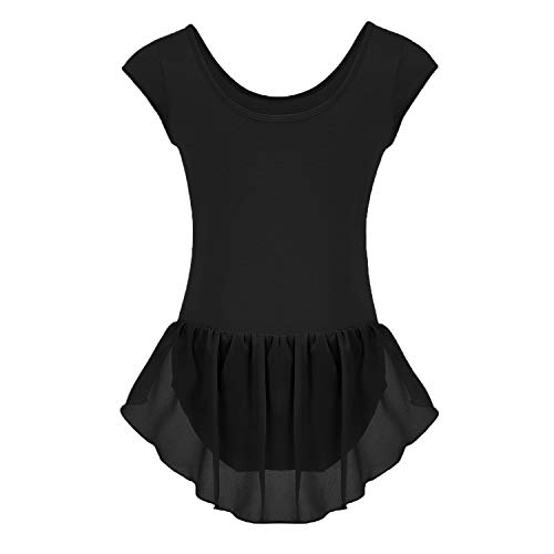 FONLAM Maillot de Ballet Danza para Niña Body Tutú Ballet Vestido Leotardo Maillot Clásico Gimnasia Niña (Negro, 3-4 Años)