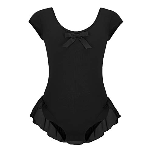 FONLAM Maillot de Ballet Danza para Niña Body Tutú Ballet Vestido Leotardo Maillot Clásico Gimnasia Niña (Negro, 3-4 Años)