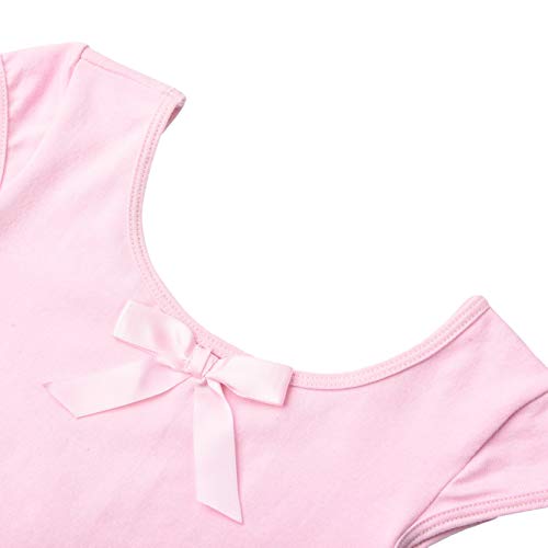 FONLAM Maillot de Ballet Danza para Niña Body Tutú Ballet Vestido Leotardo Maillot Clásico Gimnasia Niña (Rosa, 5-6 Años)