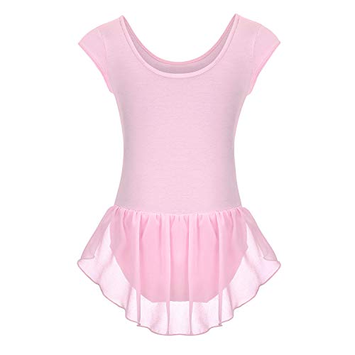 FONLAM Maillot de Ballet Danza para Niña Body Tutú Ballet Vestido Leotardo Maillot Clásico Gimnasia Niña (Rosa, 5-6 Años)