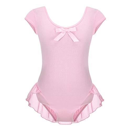 FONLAM Maillot de Ballet Danza para Niña Body Tutú Ballet Vestido Leotardo Maillot Clásico Gimnasia Niña (Rosa, 5-6 Años)