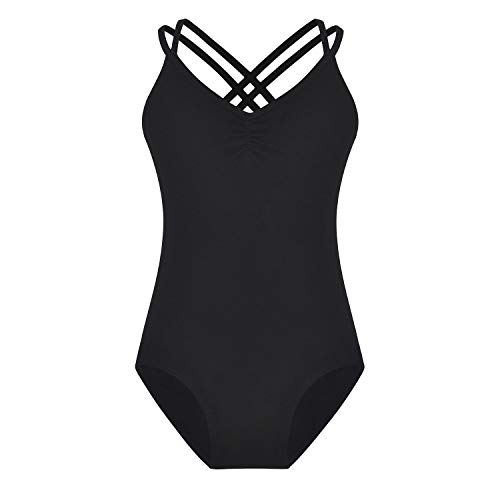 FONLAM Maillot de Ballet Danza para Niña Traje Leotardo Maillot Tradicional Gimnasia Actuación Fiesta Niña (11-12 Años, Negro)