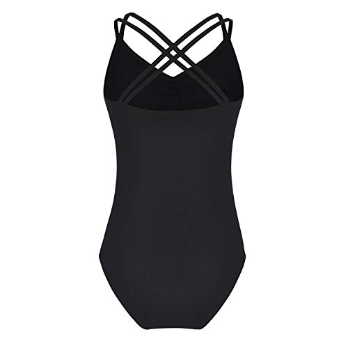 FONLAM Maillot de Ballet Danza para Niña Traje Leotardo Maillot Tradicional Gimnasia Actuación Fiesta Niña (13-14 Años, Negro)