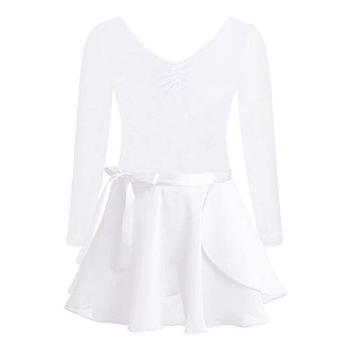 FONLAM Vestido Maillot de Ballet para Niña Conjunto de Dos Piezas Maillot + Falda Danza Gimnasia Ballet Niña (13-14 Años, Blanco) FONLAM Vestido Maillot de Ballet para Niña Conjunto de Dos Piezas Maillot + Falda Danza Gimnasia Ballet Niña (13-14 Años, Blanco)