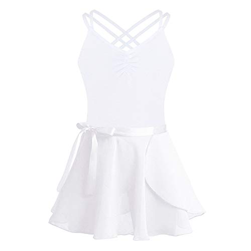 FONLAM Vestido Maillot de Ballet para Niña Conjunto de Dos Piezas Maillot + Falda Danza Gimnasia Ballet Niña (Blanco, 3 años)