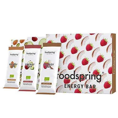 foodspring Barrita Energética pack de 12, Coco-Frambuesa, 12x35g